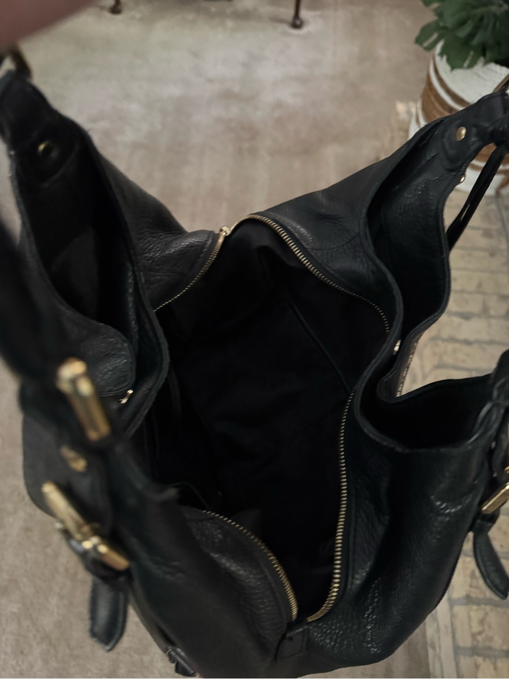 Michael Kors Black Pebbled Leather Hobo with Gold Hardware - Picture 4 of 6